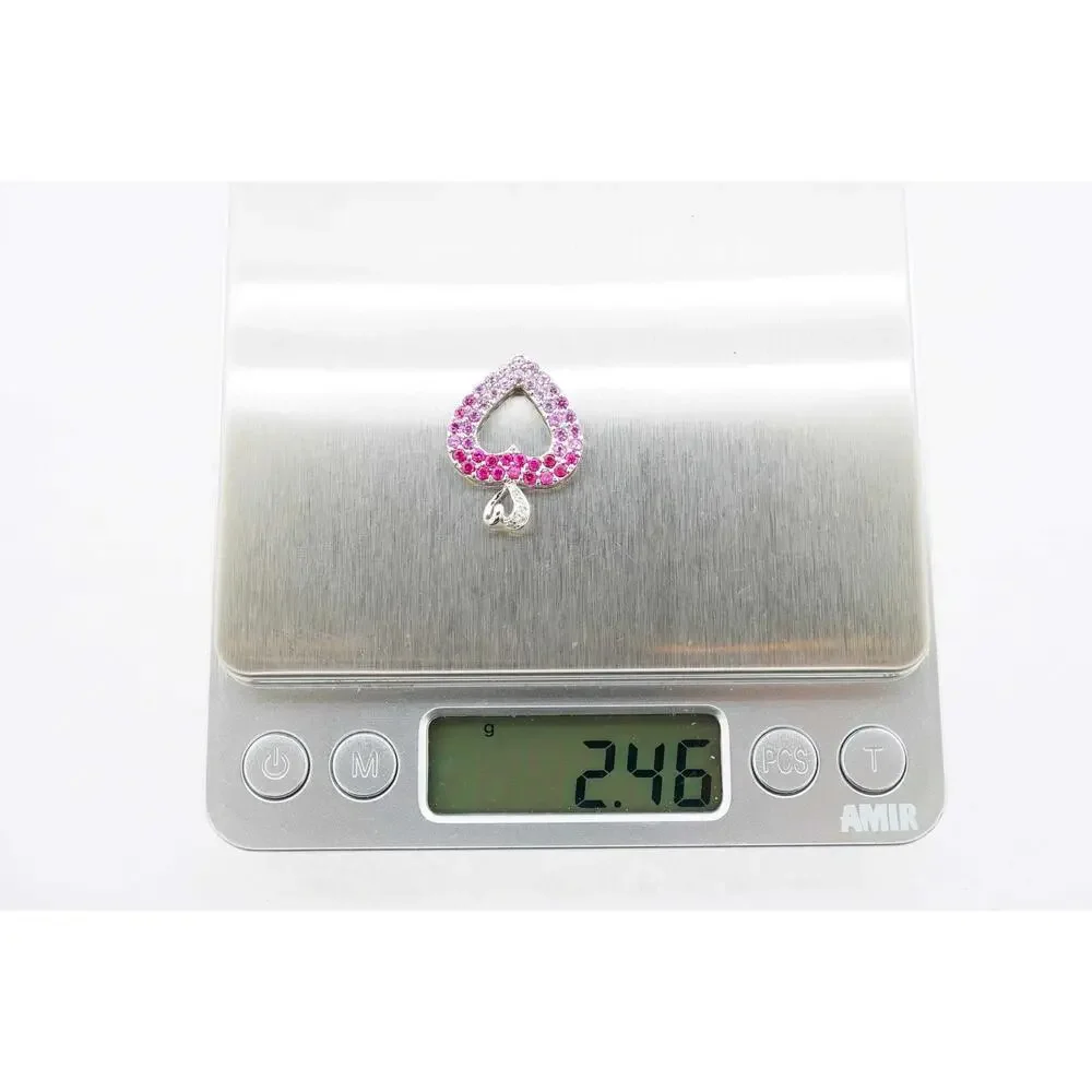 Estate Sale 10k White Gold Sapphire Diamond Charm 1.07 TCW Vintage Jewelry - Picture 6 of 6